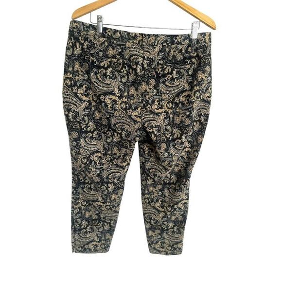 Talbots Hampshire Ankle Pants Black Tan Paisley Stretch Size 14P 14 Petite - Picture 4 of 11